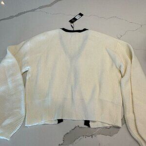 Fashion Nova Cream Cardigan Sweater with Ribbed Knit